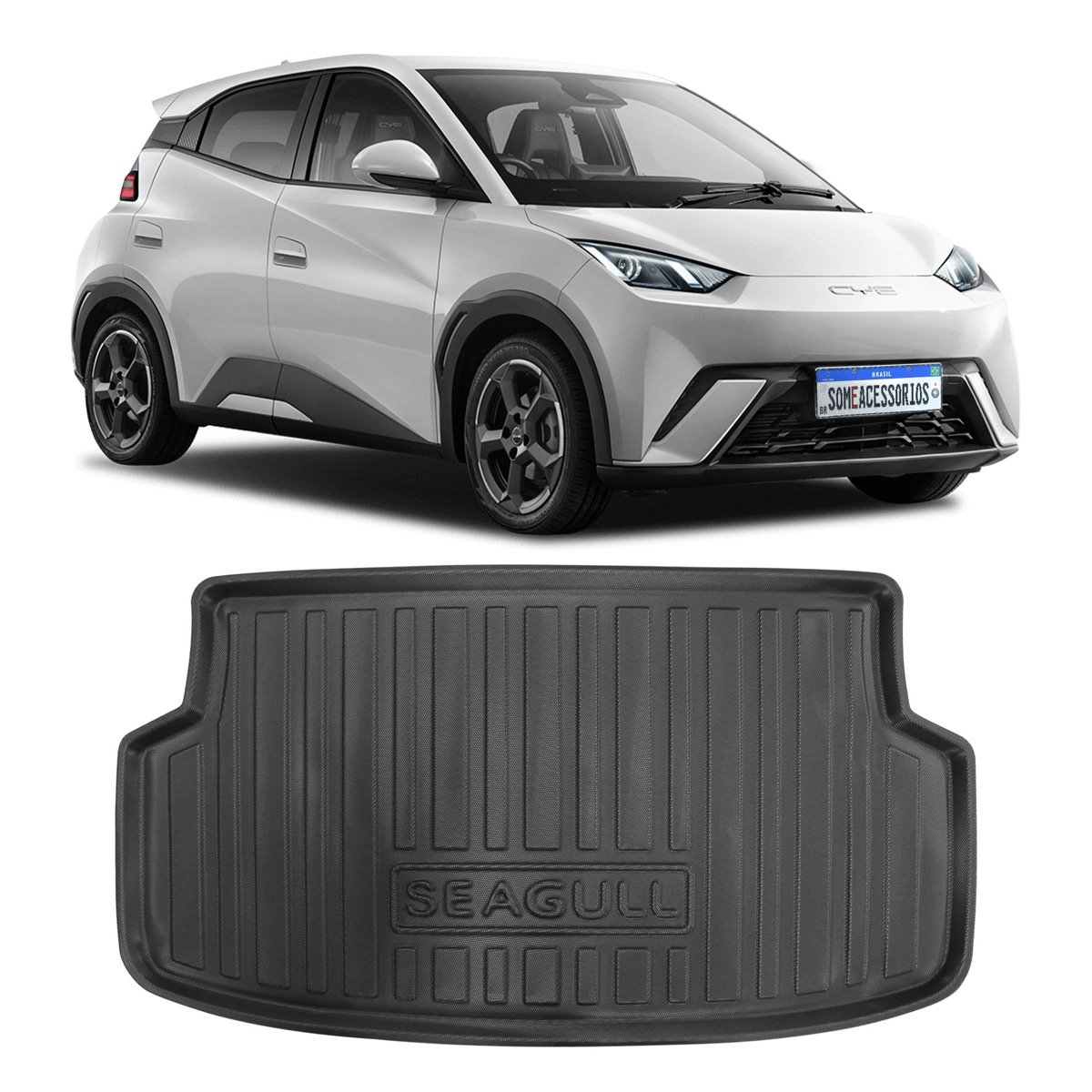 Tapete de porta-malas BYD Dolphin Mini 2023 em diante (escrito Seagull)