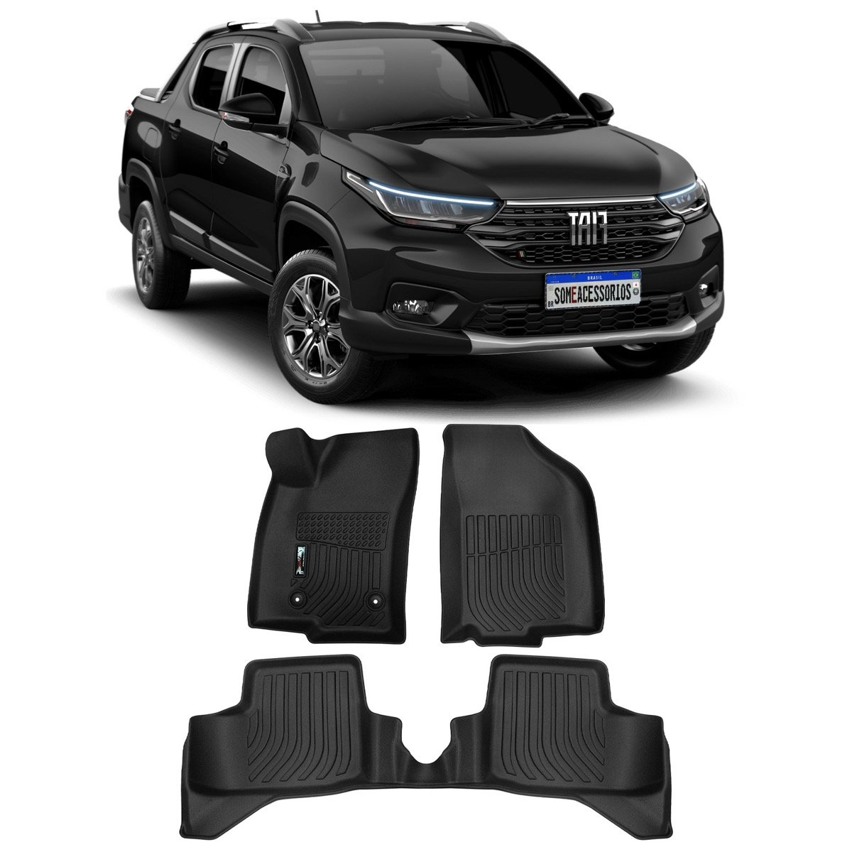 Tapete bandeja Fiat Strada 2021 em diante Cabine Dupla