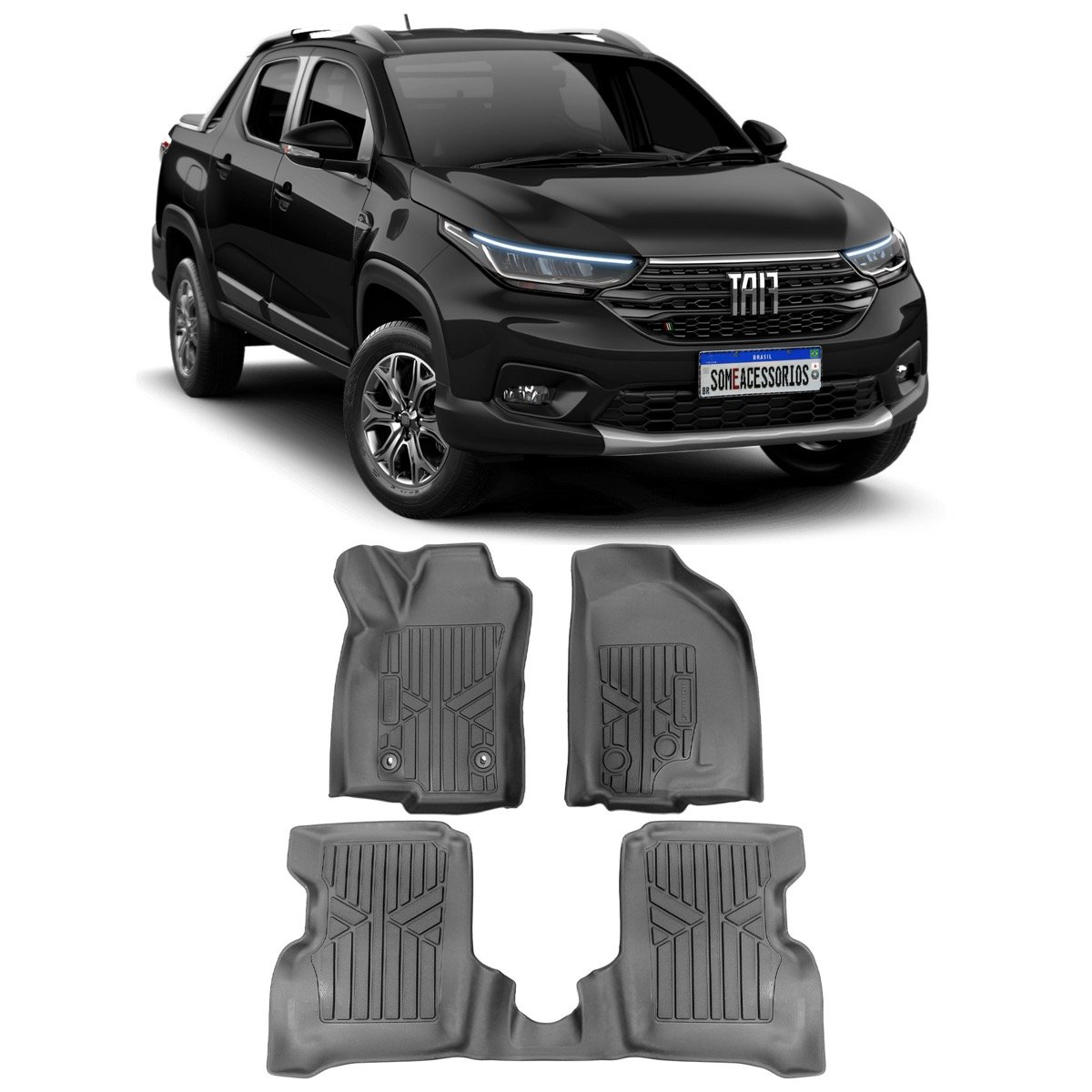Tapete bandeja Fiat Strada 2021 em diante Cabine Dupla