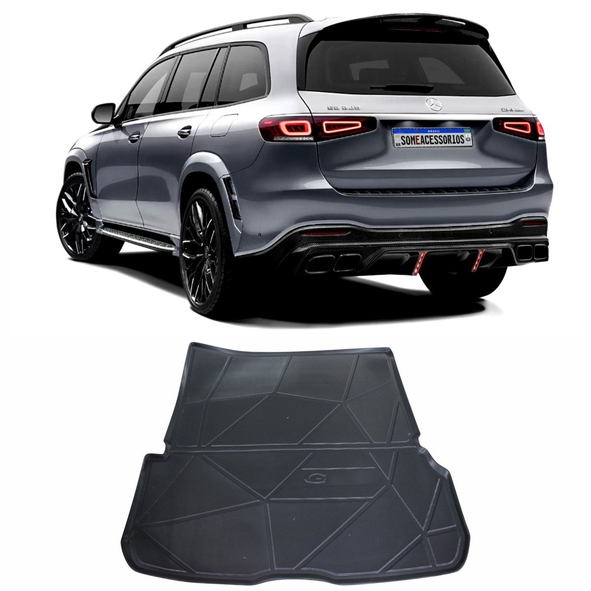 Tapete de porta-malas Mercedes-Benz GLS 63 2020 até 2023 5 e 7 Lugares